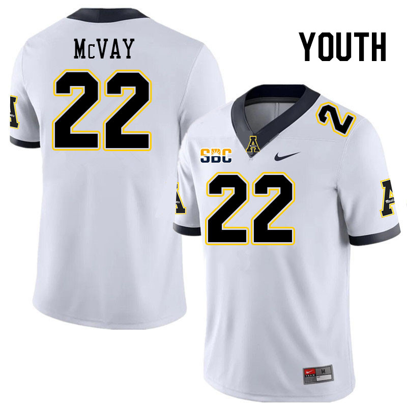 Youth #22 Cash McVay Appalachian State Mountaineers College Football Jerseys Stitched Sale-White - Click Image to Close